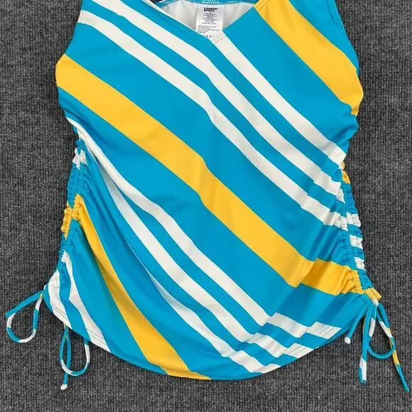 Lands End Tankini Swimsuit Top Womens 12 Blue Striped Built In Bra Underwire - Picture 3 of 8